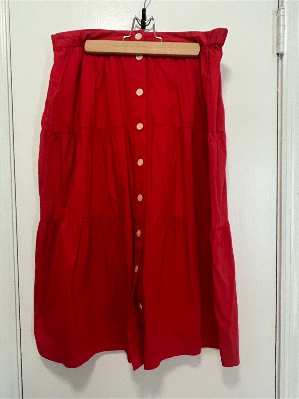 Madewell red midi skirt- size xl